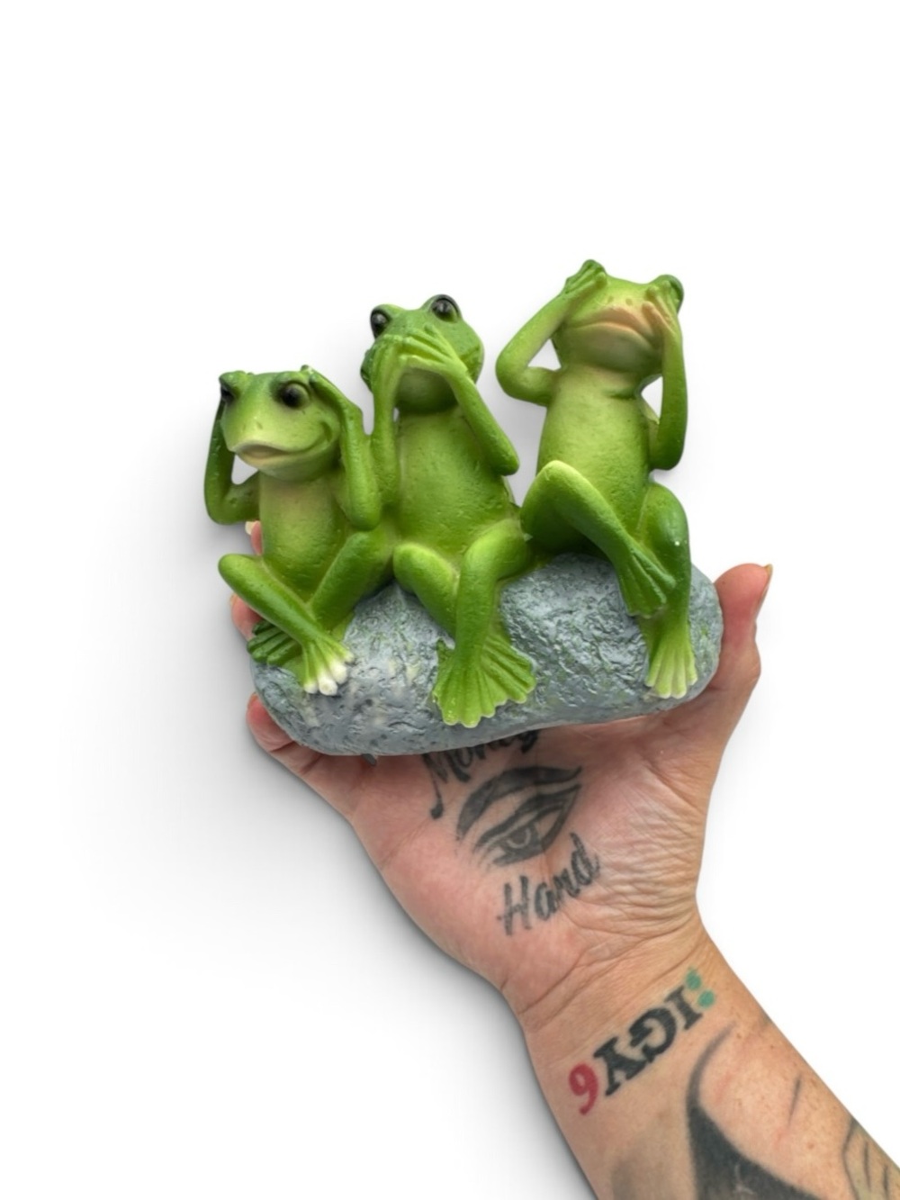 Vintage Resin Frog Trio See Hear Speak No Evil Figurine 4.5”